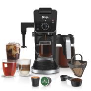 سیستم قهوه تخصصی Ninja CFP307 DualBrew Pro، تک سرو، سازگار با K-Cups و 12 فنجان قهوه ساز قطره ای، با فیلتر دائمی، مشکی