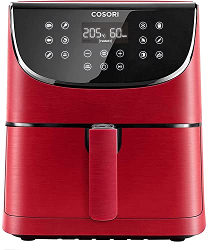 سرخ کن بادی COSORI با 100 کتاب آشپزی، 1700 وات Max XL 5.5 L اجاق با صفحه نمایش لمسی دیجیتال با 11 تنظیم از پیش تنظیم، اجاق گاز داغ بدون روغن، سبد نچسب قرمز، CP158-AF