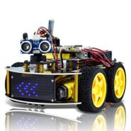 ربات خودروی هوشمند KEYESTUDIO، کیت شروع کننده DIY قابل برنامه ریزی 4WD برای آردوینو برای Uno R3، پروژه برنامه نویسی الکترونیک/ربات برنامه نویسی آموزشی/علمی STEM برای نوجوانان بزرگسال، 15+