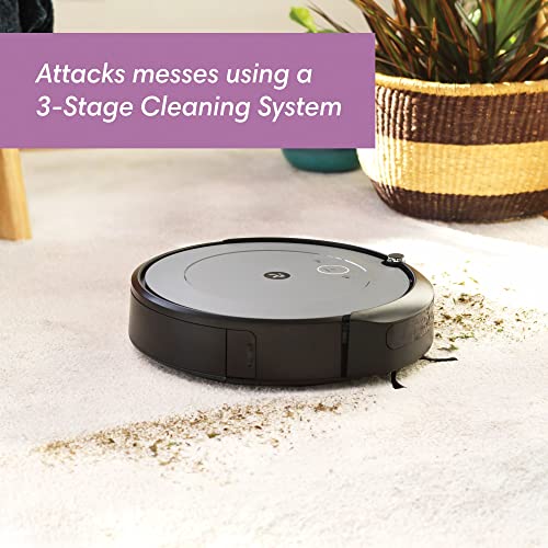 iRobot Roomba i1 Wi-Fi Connected Robot Vacuum – Navigates in Neat Rows, Compatible with Alexa, Ideal for Pet Hair, Carpets & Hard Floors, Roomba i1, Grey