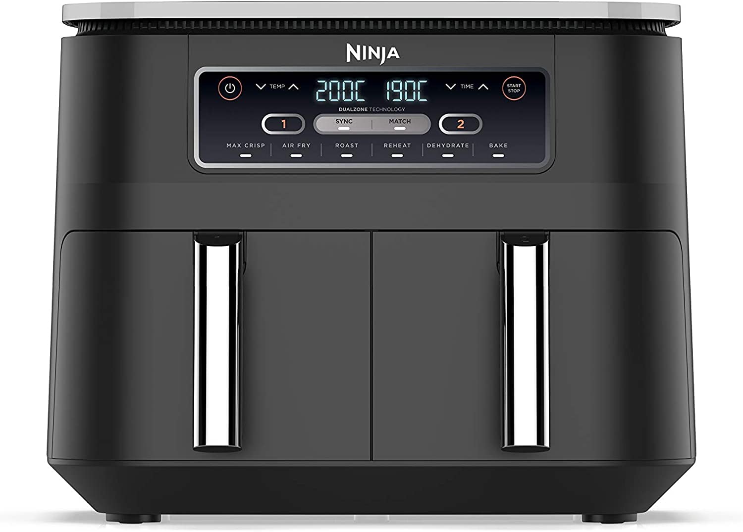 ایرفرایر/سرخ کن نینجا مدلNinja AF300ME، Ninja Foodi Dual Zone Air Fryer، دو کشو، 7.6 لیتر، مشکی، Ninja AF300ME
