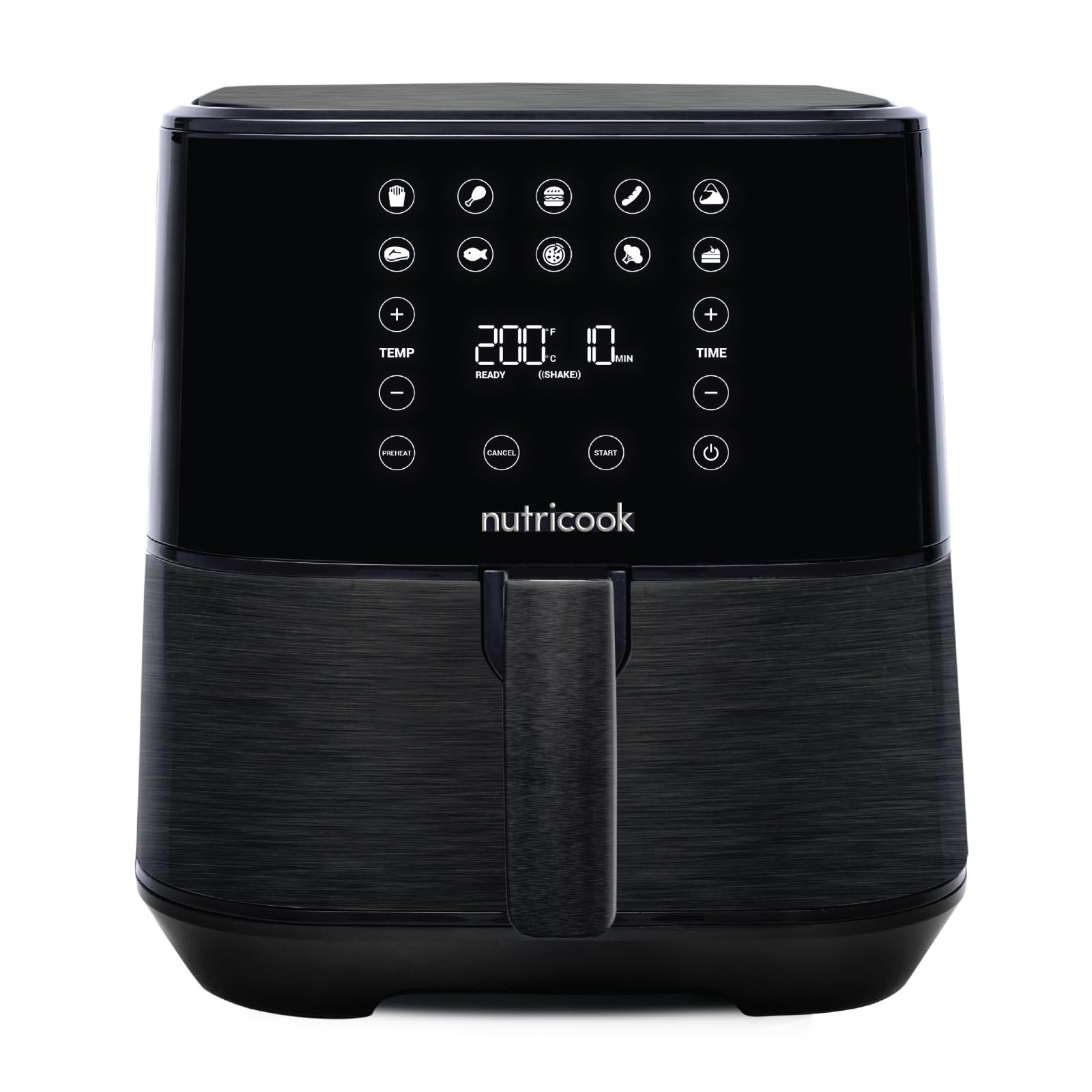 Nutricook Air Fryer 2، 5.5 لیتری مشکی، 1700 وات، صفحه نمایش پنل کنترل دیجیتال، 10 برنامه از پیش تعیین شده با عملکرد پیش گرمایش داخلی + خردکن 650 میلی لیتری CRED، گارانتی 2 ساله، انحصاری آمازون