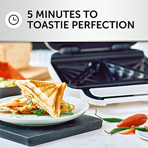 Breville Deep Fill Toastie Maker | 2 Slice Sandwich Toaster | Non-Stick Plates | Cooks a Toastie in 5 Minutes | White [VST091]