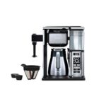 قهوه‌ساز قابل برنامه‌ریزی نوار قهوه Ninja Auto-iQ با 6 اندازه دم کردن، 5 گزینه دم کردن، کف‌کننده شیر، مخزن آب قابل جابجایی، غلاف ضد زنگ (CF097)