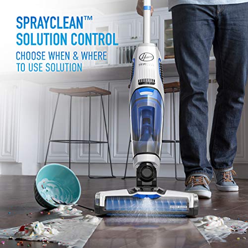 Hoover ONEPWR Floormate JET Cordless Hard Floor Vacuum Cleaner Machine, Up to 30 min Runtime,3 Stage Filtration 3 in 1 Multi-Surface, Wash, Vac, & Dry CLHF-GLME, White/Blue