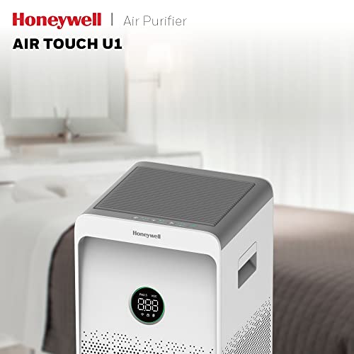 Honeywell Air touch U1 Indoor Air Purifier.ESMA Certified.Anti-Bacterial,H13 HEPA Filter,Activated Carbon Filter,removes 99.99% Pollutants Micro Allergens,UV LED, WIFI, Coverage 1085sq.ft