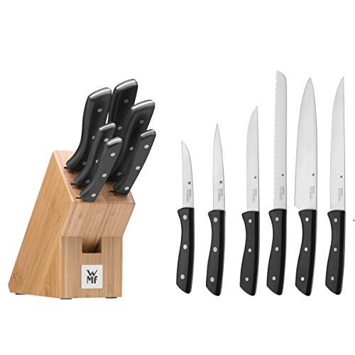 بلوک چاقو WMF ست چاقو 7 عدد ست چاقو آشپزخانه با جا چاقو 6 عدد چاقوی تیز بلوک بامبو تیغه فولادی مخصوص