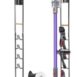 e World Vacuum Cleaner Stand – Vacuum Holder with Wheels for Dyson V15 V11 V10 V8 V7 V6 – Metal Floor Stand Compatible for T30 T20 V12 V11 V10 No Drilling Vacuum Storage Rack (Black).