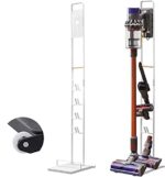 Be-one Vacuum Cleaner Stand Holder with Wheels for Dyson V15 V11 V10 V8 V7 V6, BEONE Metal Floor Stand Compatibel for Dreame T30 T20 V12 V11 V10,No Drilling the Wall (White)