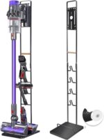 Vacuum Stand for Dyson V15 V11 V10 V8 V7 V6 – Vacuum Accessories Stable Metal Organizer Stand Holder, Dyson Handheld DC30 DC31 DC34 DC35 DC58 DC59 DC62 Cordless Vacuum Cleaners Storage Rack (Black )