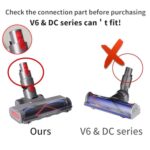Motorhead Hardwood Floor Attachment for Dyson V7 V8 V10 V11 V15 Vacuum Cleaners with LED Headlights, V Shape Turbo Bristle Roller Brush Cleaner Head Replacement Parts (black)