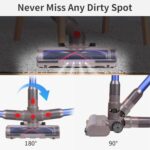 Motorhead Hardwood Floor Attachment for Dyson V7 V8 V10 V11 V15 Vacuum Cleaners with LED Headlights, V Shape Turbo Bristle Roller Brush Cleaner Head Replacement Parts (black)