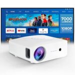 Wownect Android LED Projector 7000 Lumens | 1080P FULL HD Portable Outdoor Projector with 300″ Display | Android 9.0 TV Download Apps Bluetooth WiFi Home Theater Video Projector 4k – White