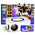 Wownect Portable Android Projector | Native 1080P 4K HD Projector with 5G WiFi & Bluetooth | 350 ANSI Lumens | 200” Display Supported Mini Projector for Outdoor & Movies Home Theater