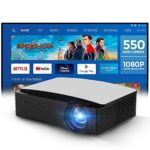 Wownect Android Projector 550 ANSI Lumens Android 9.0 Movie Projector with WiFi and Bluetooth, Native 1080P Video Projector 4K Home Theater Outdoor Gaming Projector Compatible w/HDMI/USB/AV Ports