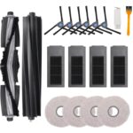 18pcs Accessories Kit for Ecovacs Deebot X2 / X2 Omni / X2 Pro / DEX86 Vacuum Cleaner Replacement Parts, 2 Main Brush, 4 Hepa Filters, 6 Side Brush, 4 Mop Cloths, 2 Cleaning Brush