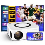 Wownect Portable Android Projector | Native 1080P 4K HD Projector with 5G WiFi & Bluetooth | 350 ANSI Lumens | 200” Display Supported Mini Projector for Outdoor & Movies Home Theater