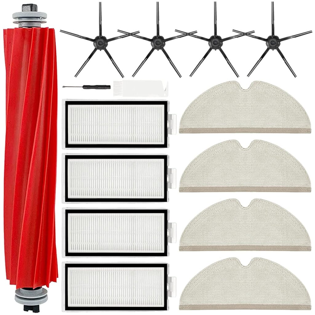 LesinaVac Accessories Kit for Xiaomi Roborock Q7 / Q7+ / Q7 Max+ Robot Vacuum,1 Roller Brush, 4 Hepa Filter, 4 Side Brush, 4 Mop Cloth
