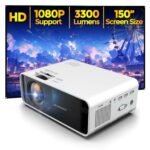 Wownect W80 Standard Mini Projector 3300 Lumens, 1280x720p | 1080P Full HD Supported With 150″ Display | Home Theater Outdoor Video Projector Compatible with Smartphone, HDMI USB VGA