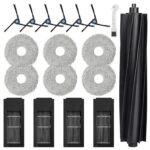 18 Pcs Accessories Kit Compatible with ECOVACS DEEBOT X2 Omni Vacuum Cleaner, Replacement Part Include 1 Main Brush, 4 HEPA Filter, 6 Mop Pad, 6 Side Brush, 1 Cleaning Tool