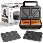 Breville Ultimate 3-in-1 Snack Maker | Sandwich Maker, Waffle Maker & Panini Press | Removable Non-Stick Plates | Black & Stainless Steel [VST098X] | EU Plug