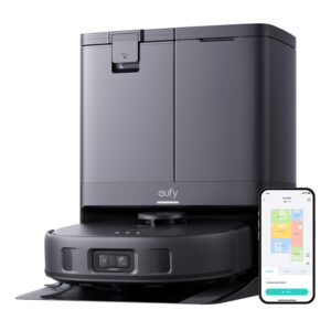 ربات جاروبرقی و جاروبرقی eufy X10 Pro Omni با مکش 8000 پاسکال، موپ های دوگانه با بلند کردن خودکار 12 میلی متری و تشخیص فرش، جلوگیری از موانع هوش مصنوعی، شستشوی خودکار موپ، خشک شدن خودکار، خود خالی شدن، خودپر کردن
