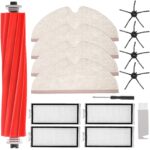 isinlive 15 PCS Q7 Replacement Accessories Kit Compatible with Roborock Q7 Q7+ Q7 Max Q7 Max+ Robot Vacuum Cleaner, 1 Rubber Roller Brush, 4 Hepa Filters, 4 Side Brushes, 4 Mop Cloth