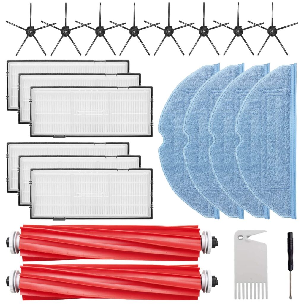 RONGJU 22 PACK S7 Accessories Kit Compatible with Roborock S7, S7+, S7 MaxV, S7 MaxV Plus, 2 Main Brush, 4 Mop Cloth, 6 Filter, 8 Side Brush