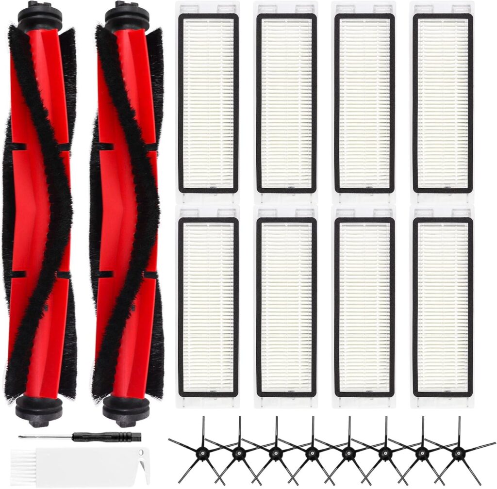 CENXI 20Pcs Q5 Replacement Accessories Kit Compatible with Roborock Q5 / Q5+ Plus Robot Vacuum, 2 Main Brushes, 8 HEPA Filters, 8 Side Brushes, 1 Cleaning Tool, 1 Screwdriver