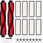 CENXI 20Pcs Q5 Replacement Accessories Kit Compatible with Roborock Q5 / Q5+ Plus Robot Vacuum, 2 Main Brushes, 8 HEPA Filters, 8 Side Brushes, 1 Cleaning Tool, 1 Screwdriver