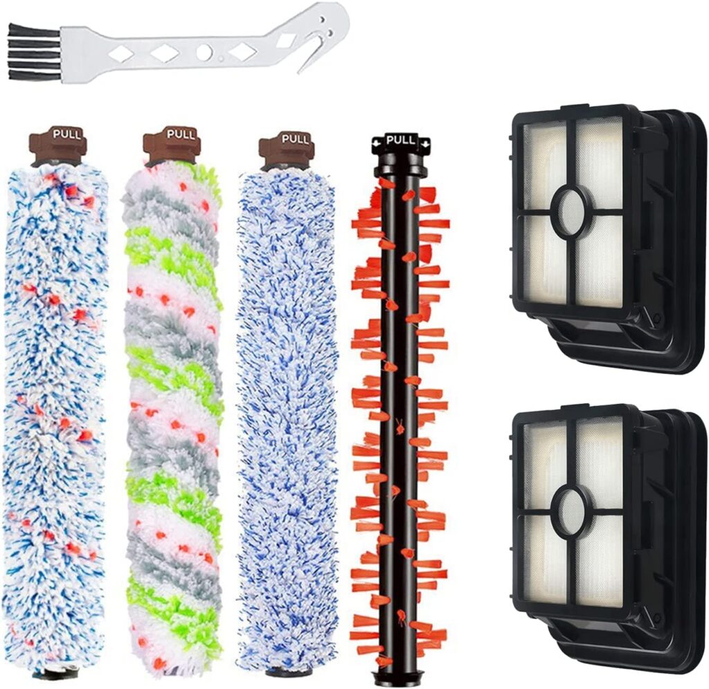 Unikstone 1785A 2306A Replacements 1 Set Pet & Multi Surface & Wood Floor & Area Rug Brush Rolls and 2 Pack 1866 Filters Compatible with Bissell CrossWave 1785 2306 2551 Series Wet Dry Vacuum Cleaner