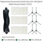 Replacement Spare Accessories for Eufy Clean L50 / L60 / L60 Hybrid Self-Empty Station Robot Vacuum Cleaner 1 Main Brush 6 Side Brush 3 HEPA Filter Parts (10 Pack)