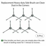 Replacement Spare Accessories for Eufy Clean L50 / L60 / L60 Hybrid Self-Empty Station Robot Vacuum Cleaner 1 Main Brush 6 Side Brush 3 HEPA Filter Parts (10 Pack)