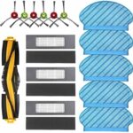 Filter Brush Mop Cloth Set for Ecovacs Deebot Ozmo 920 950 T5 N5 N8 T5 Max,T5 Power Vacuum Cleaner Parts,1 Roller Brush, 5 Mop Cloth, 6 Side Brushes, 3 Hepa Filters, 3 Sponges