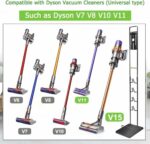 e World Vacuum Cleaner Stand – Vacuum Holder with Wheels for Dyson V15 V11 V10 V8 V7 V6 – Metal Floor Stand Compatible for T30 T20 V12 V11 V10 No Drilling Vacuum Storage Rack (Black).