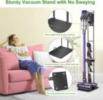 e World Vacuum Cleaner Stand – Vacuum Holder with Wheels for Dyson V15 V11 V10 V8 V7 V6 – Metal Floor Stand Compatible for T30 T20 V12 V11 V10 No Drilling Vacuum Storage Rack (Black).