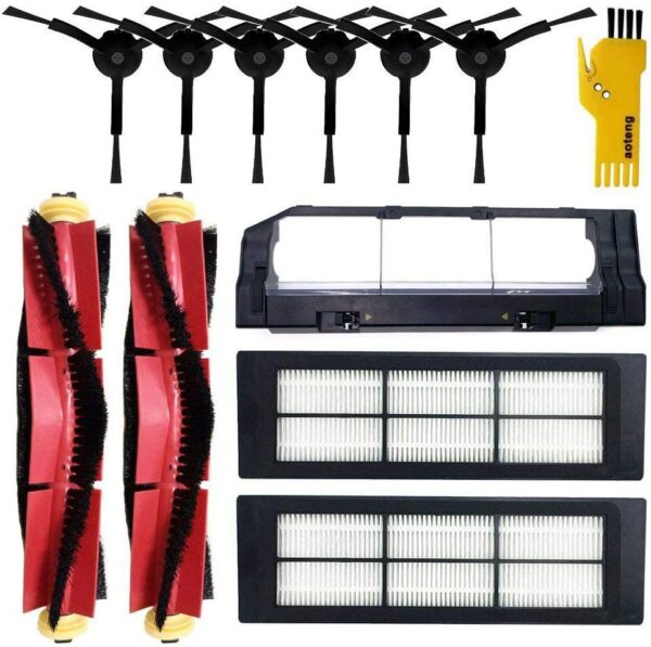 aoteng Accessories Kit for Roborock S5 S6 S50 E25 E20 E35 Xiaomi Mi Robot Xiaomi Mijia Robotic Vacuum Cleaner Replacement Parts 12 Pcs Pack of Main Brush & Side Brush & Hepa Filter & Main Brush Cover