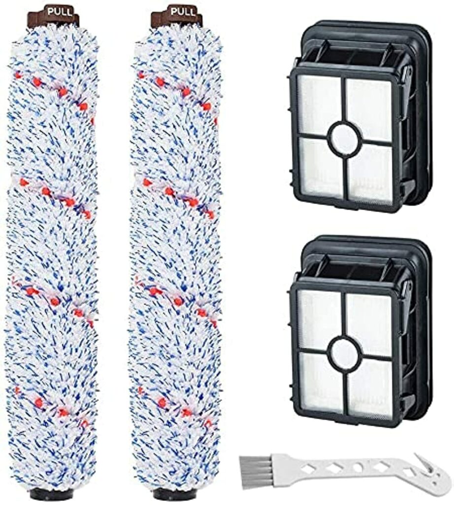 2 Pack Multi-Surface Brush Roll 1868 + 2 Pack Vacuum Filter 1866 compatible for Bissell CrossWave Vacuum Cleaner, Compare to Part 1608683, 160-8683, 1608684
