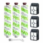 Lemige 3 Pack 2460 Multi-Surface Pet Pro Brush Rolls + 3 Pack 1866 Replacement Vacuum Filters for Bissell CrossWave Pet Pro 2306A & CrossWave 1785 Series Compare to Part 1613568&161-3568 1608684