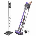 CARONIC Vacuum Cleaner Stand Holder with Wheels Compatible with Dyson V15 V11 V10 V8 V7 V6 Dreame T30 T20 V12 V11 V10, No Wall Drilling, Durable Metal Holder in Sleek Black (Large)