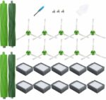 LOVECO Replacement Accessories Kit Compatible for iRobot Roomba E Series E5 E6 i Series i7 i7+ i6+ i3 i3+ Robotics2 Set Multi-Surface Rubber Brush10 High-Efficiency Filter10 Edge-Sweeping Brush