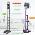 CARONIC Vacuum Cleaner Stand Holder with Wheels Compatible with Dyson V15 V11 V10 V8 V7 V6 Dreame T30 T20 V12 V11 V10, No Wall Drilling, Durable Metal Holder in Sleek Black (Large)