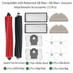 Replacement Parts for roborock Q8 Max / Q8 Max+ Robot Vacuum 1 Pair Main Brush 4 Side Brush 2 Filter 2 Mop pad 2 Dust Bag Accessories