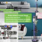 CARONIC Vacuum Cleaner Stand Holder with Wheels Compatible with Dyson V15 V11 V10 V8 V7 V6 Dreame T30 T20 V12 V11 V10, No Wall Drilling, Durable Metal Holder in Sleek Black (Large)