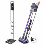 CARONIC Vacuum Cleaner Stand Holder with Wheels Compatible with Dyson V15 V11 V10 V8 V7 V6 Dreame T30 T20 V12 V11 V10, No Wall Drilling, Durable Metal Holder in Sleek Black (Large)