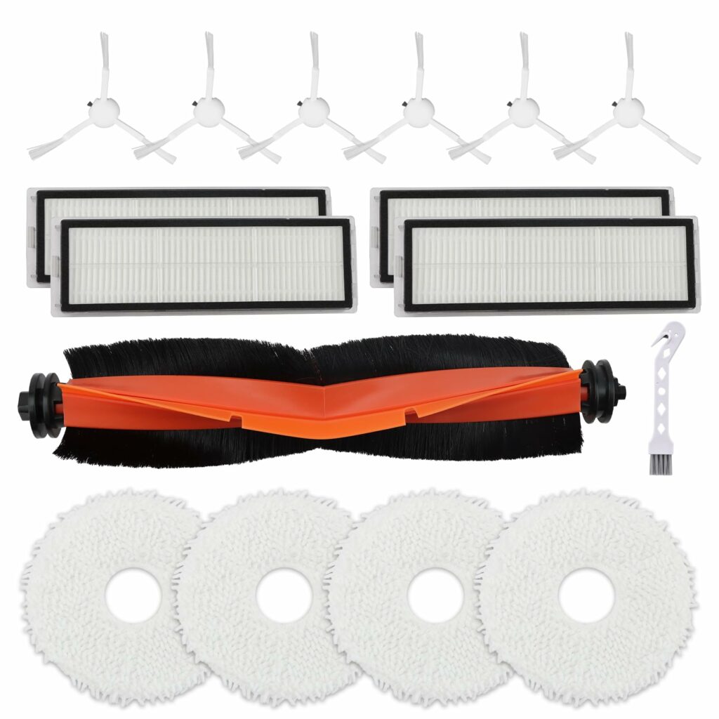 Aryavos Accessories for Dreame L10s Ultra / L10 Ultra, Xiaomi X10+ Robot Vacuum Cleaner, 1 Main Brush, 6 Side Brushes, 4 Filters, 4 Wipes
