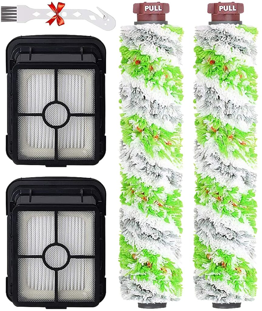 MAKINGTEC Replacements Part for BISSELL CrossWave All in One Wet Dry Vacuum, CrossWave PET PRO and CrossWave Cordless Accessories (2 Multi-Surface Pet Brush Rolls+2 Filters)