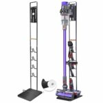Rubik Vacuum Cleaner Stand with Wheels for Dyson V15 V11 V10 V8 V7 V6 DC30 DC31 DC34 DC35 DC58 DC59 DC62 DC74 Dreame T30 T20 V12 V11 V10 & Accessories Holder Metal Floor Rack (Black)