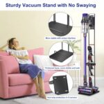 Rubik Vacuum Cleaner Stand with Wheels for Dyson V15 V11 V10 V8 V7 V6 DC30 DC31 DC34 DC35 DC58 DC59 DC62 DC74 Dreame T30 T20 V12 V11 V10 & Accessories Holder Metal Floor Rack (Black)