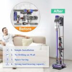 Rubik Vacuum Cleaner Stand with Wheels for Dyson V15 V11 V10 V8 V7 V6 DC30 DC31 DC34 DC35 DC58 DC59 DC62 DC74 Dreame T30 T20 V12 V11 V10 & Accessories Holder Metal Floor Rack (Black)